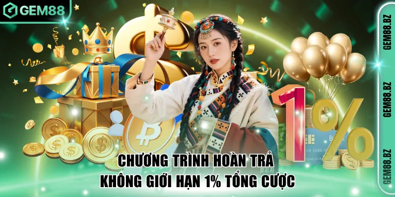 Chương trình hoàn trả không giới hạn 1% tổng cược